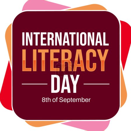 Foto de 8 de septiembre se observa como el Día Internacional de la Alfabetización, el diseño de fondo con formas coloridas y tipografía - Imagen libre de derechos