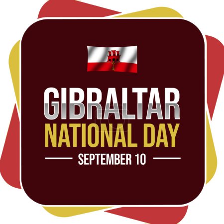 Photo for Gibraltar National Day background with waving flag and minimalist colorful design. - Royalty Free Image