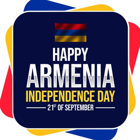 Téléchargez les photos : Happy Armenia Independence Day fond d'écran avec drapeau ondulant et typographie. - en image libre de droit