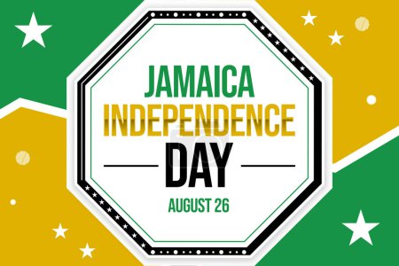 Foto de Jamaica Independence Day diseño de fondo con formas coloridas y tipografía en el centro - Imagen libre de derechos