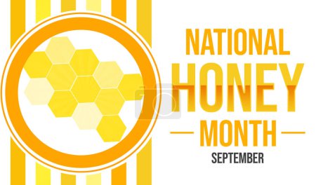 Foto de Septiembre es el Mes Nacional de la Miel, diseño de fondo en color amarillo y naranja. - Imagen libre de derechos