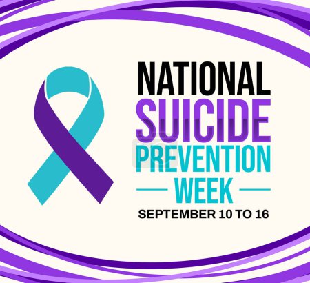 Semana de prevención del suicidio se observa en septiembre, diseño de fondo con cinta y tipografía.