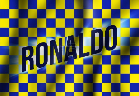 Photo for Ronaldo Typography on the waving flag of Al Nasr Football club, editorial sports backdrop - Royalty Free Image
