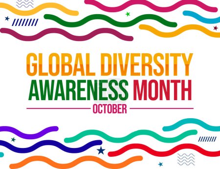 Global Diversity awareness month colorful wallpaper with shapes and typography. Celebrating diversity awareness month, background