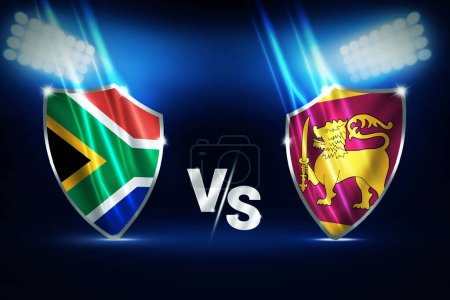 South Africa Vs Sri Lanka Cricket Match background design with glowing stadium lights, sports backdrop