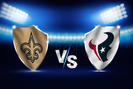 Photo for Saints Vs Texans NFL preseason match fixture concept background with blue stadium in the backdrop. Basketball league editorial background - Royalty Free Image