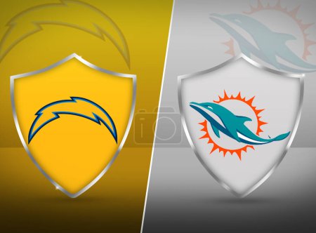 Photo for Chargers Vs Dolphins simple match fixture concept design, sports editorial. - Royalty Free Image