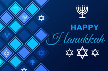 Photo for Happy Hanukkah Minimalist background wallpaper in blue shapes and typography. - Royalty Free Image