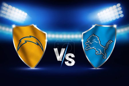 Photo for Chargers Vs Lions sports editorial background with glowing stadium lights in the backdrop - Royalty Free Image