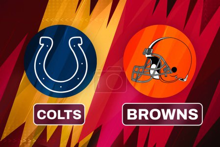 Photo for Colts Vs Browns NFL preseason football match fixture design, sports editorial - Royalty Free Image