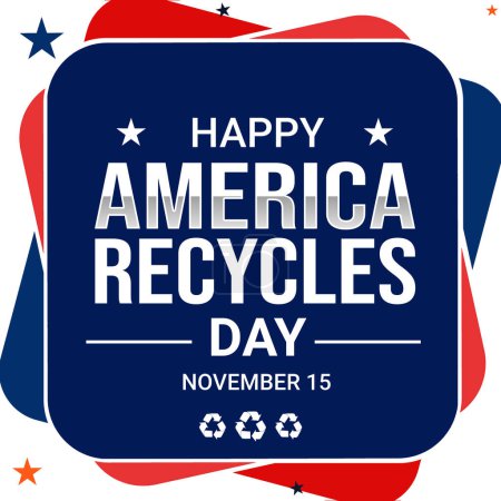 Téléchargez les photos : America Recycle papier peint de jour en couleur bleu patriotique avec des étoiles, des formes et du texte au centre du design - en image libre de droit