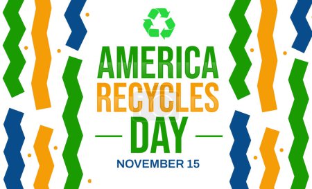 Téléchargez les photos : Novembre 15 est observé comme America Recycle Day, conception de fond avec du texte coloré et des formes - en image libre de droit
