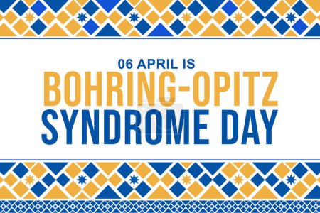 Téléchargez les photos : Syndrome de Bohring Optiz Fond de jour dans le style traditionnel avec typographie de couleur jaune et bleue - en image libre de droit