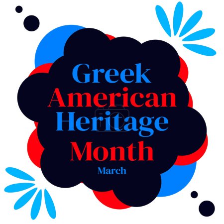 Foto de Greek American Heritage Month diseño colorido con formas y tipografía en el centro. Marzo se observa como el Mes de la Herencia Griega Americana, diseño de fondo - Imagen libre de derechos