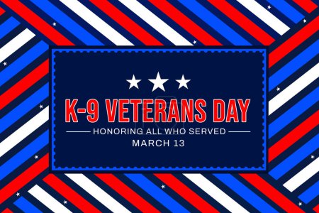 K-9 Veterans Day patriotische Tapete mit bunten Formen und Typografie, zu Ehren der Hunde der Armee, Hintergrund