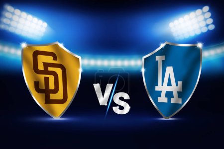 Téléchargez les photos : San Diago Pedres vs Los Angles Dodgers MLB match concept backdrop with stadium lights, editorial sports - en image libre de droit