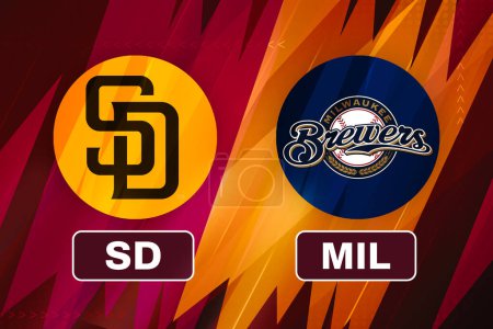 Téléchargez les photos : San Diego Padres vs Milwaukee Brewers sports match fixture, mlb concept backdrop editorial. - en image libre de droit
