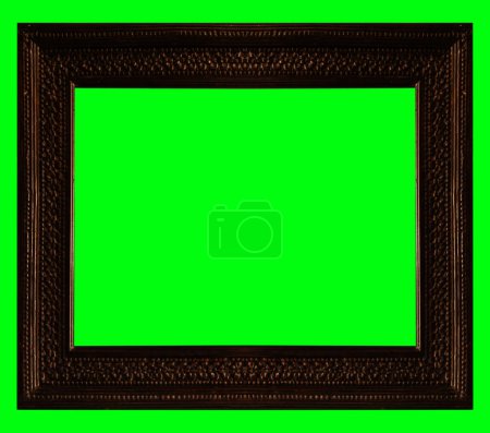 Photo for Wooden Frame Green Screen background for overlay, vintage wood frame backdrop for keying. - Royalty Free Image