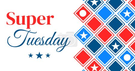 Photo for Super Tuesday banner design concept with stars and typography on the side, patriotic theme backdrop. Presidential election background - Royalty Free Image
