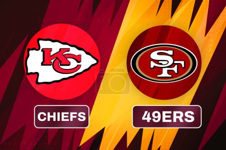 Photo for Kansas City Chiefs Vs San Francisco 49ers NFL final match concept editorial sports background. - Royalty Free Image