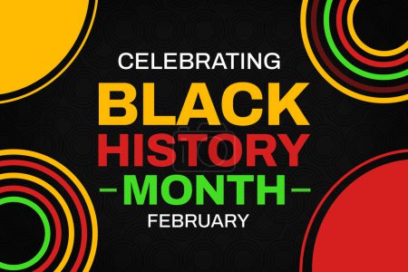 Photo for Celebrating Black History Month colorful wallpaper with typography and design shapes along pattern. - Royalty Free Image