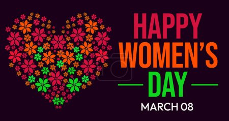 Photo for March 08 is celebrated as Womens Day in the world, colorful flowers making heart shape background. Happy Women's Day backdrop - Royalty Free Image