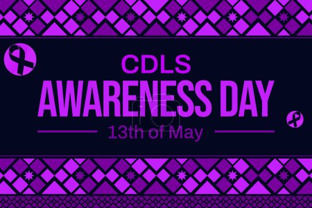 13th of May is observed as CDLS Awareness Day, backdrop with Ribbon and typography in the center.