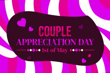 Der 1. Mai wird als Paaranerkennungstag mit farbenfrohen romantischen Formen und Typografie gefeiert. Wertschätzung des Konzepts eines Paares