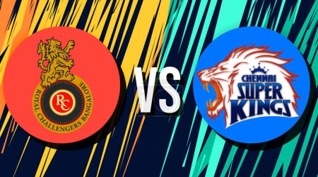 Photo for Royal Challengers Bangalore Vs Chennai Super Kings Cricket Match fixture editorial background. - Royalty Free Image