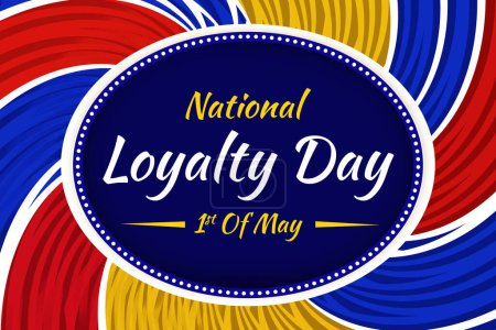 Foto de 1 de mayo se observa como Día Nacional de la Lealtad, colorido telón de fondo con tipografía y formas redondas - Imagen libre de derechos
