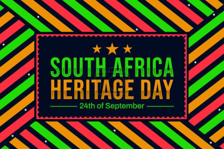 Der 24. September wird als South Africa Heritage Day gefeiert, ein moderner, bunter Hintergrund mit Formen und Typografie.