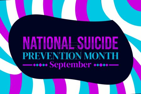 National Suicide Prevention Month Hintergrund mit bunten Formen und Typografie. September wird als Monat der Suizidprävention begangen, Hintergrund