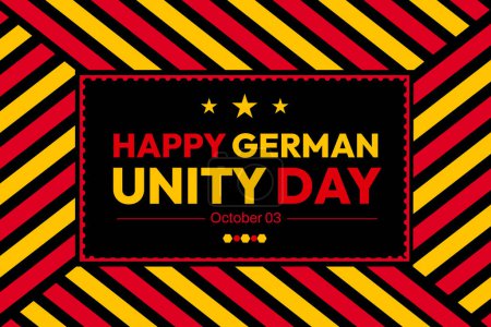 Glücklicher Tag der Deutschen Einheit Patriotischer Hintergrund in Fahnenfarbe mit minimalistischen Formen und Typografie