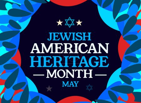 Jewish American Heritage Month Wallpaper backdrop with leafs in blue and red color along text inside
