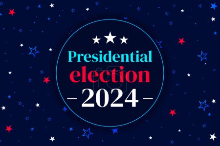 Foto de Elección en los Estados Unidos de América, diseño de pancartas en color azul y rojo con tipografía. Elecciones presidenciales 2024, telón de fondo - Imagen libre de derechos