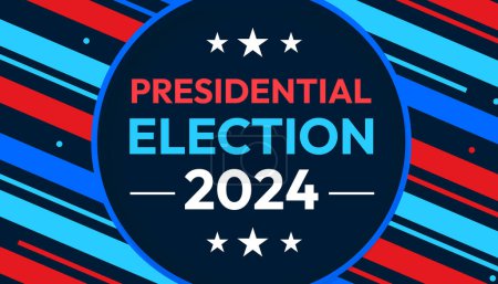 Wahl 2024 in den Vereinigten Staaten von Amerika, Politische neueste Kulisse in minimalistischen bunten Formen. Hintergrundgestaltung Präsidentschaftswahl 2024