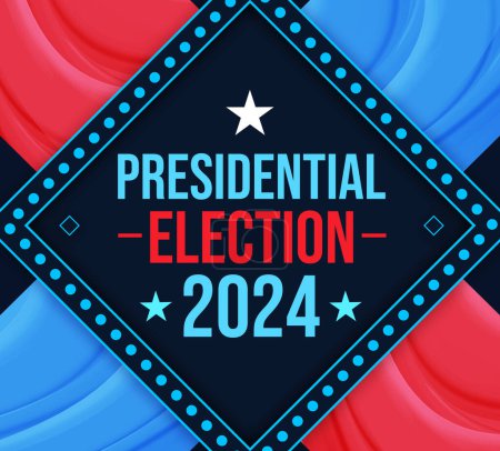 Präsidentschaftswahl in den Vereinigten Staaten von Amerika, Designkonzept für den Hintergrund in roten und blauen Formen