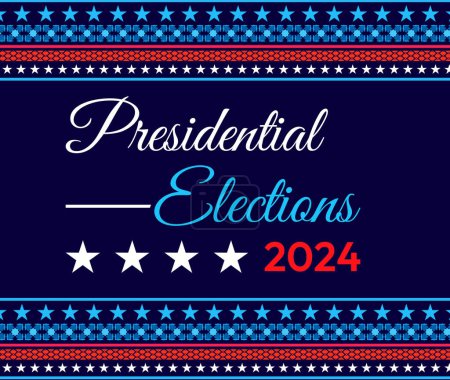 Presidential Elections 2024 wallpaper with traditional border style and typography in the center. USA Election concept backdrop