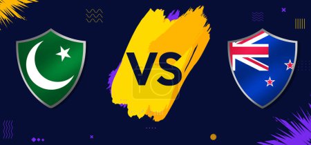 Photo for Pakistan Vs New Zealand Cricket Match Fixture background with Colorful shapes and Versus typography in the center. - Royalty Free Image