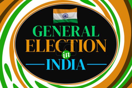 Foto de Elecciones generales en la India Fondo de pantalla con formas patrióticas de color y tipografía dentro del círculo. Próximo telón de fondo del concepto de elecciones indias - Imagen libre de derechos