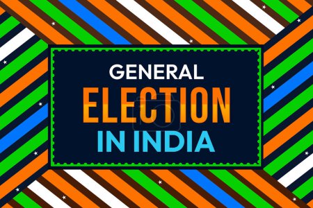 Fondo de pantalla de elecciones generales indias en color naranja patriótico y verde con tipografía en la caja. India Diseño de antecedentes electorales