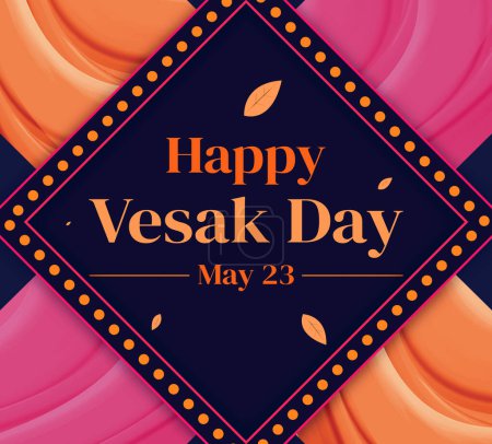 Colorful Happy Vesak Day Wallpaper with Modern Design and greetings text in the center.