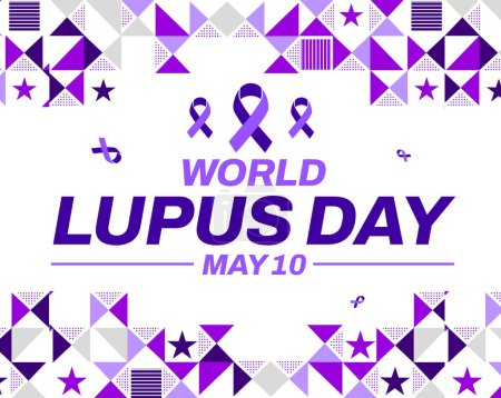 10 mai est observée comme Journée mondiale du lupus dans le monde entier, fond avec des rubans et des formes.