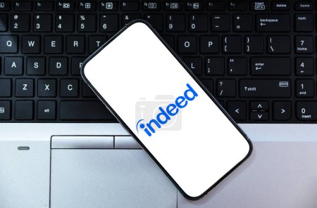 Photo for Indeed Job Searching platform on mobile screen, editorial background - Royalty Free Image