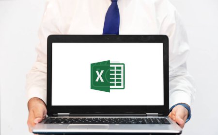Photo for Microsoft Excel usage on Laptop and computer concept for managing data and records, editorial backdrop - Royalty Free Image