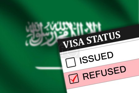 Saudia Arabia visa rejection concept backdrop with waving flag