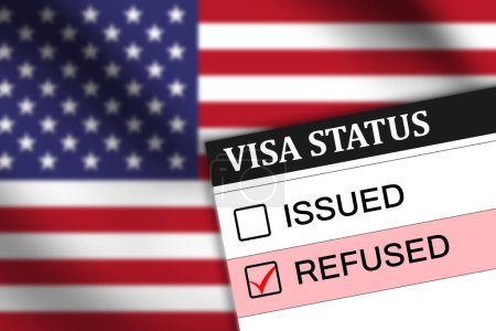 USA Visa refused showing on paper , background design. USA visa rejection concept backdrop
