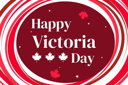 Celebrating and Honoring Queen, Happy Victoria Day Wallpaper Design with Red patriotic background and shapes.