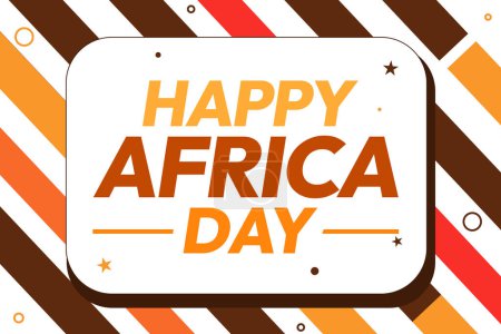 Happy Africa Day Wallpaper Design mit orangen und braunen Formen. Der 25. Mai wird als Afrika-Tag gefeiert, Kulissendesign