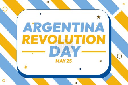 El 25 de mayo se celebra como el Día de la Revolución en Argentina, diseño de fondo. Fondo de pantalla del Día de la Revolución Argentina con formas y tipografía.